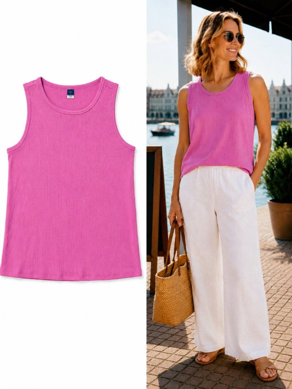 Old Navy Women’s Intense Pink Rib Knit Tank Top Size S